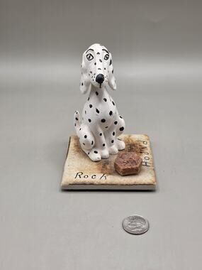 Vintage Ceramic Rock Hound Dalmatian Figurine Posable Detachable Head Pun Dog